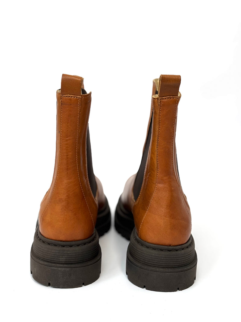 Bottines Chelsea camel pieds larges : Mila