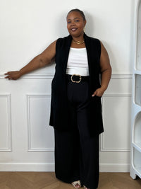 Gilet épais noir grande taille pour femme, idéal pour la mi-saison.