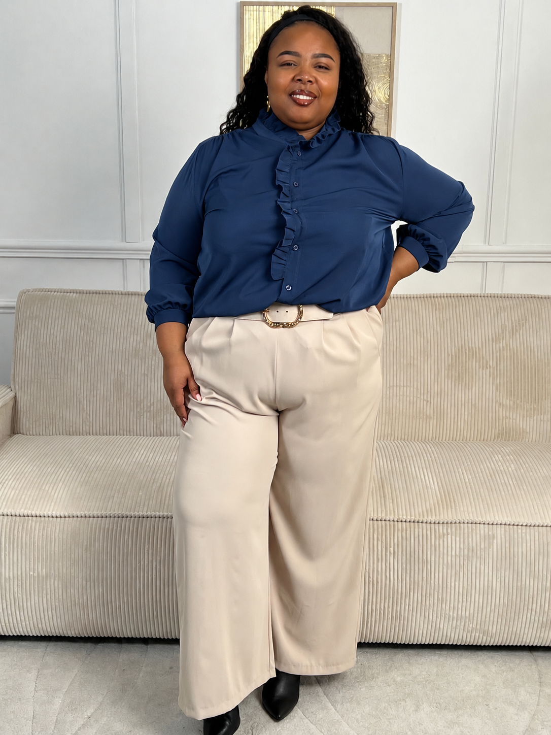 Chemise fluide bleue grande taille : Johana