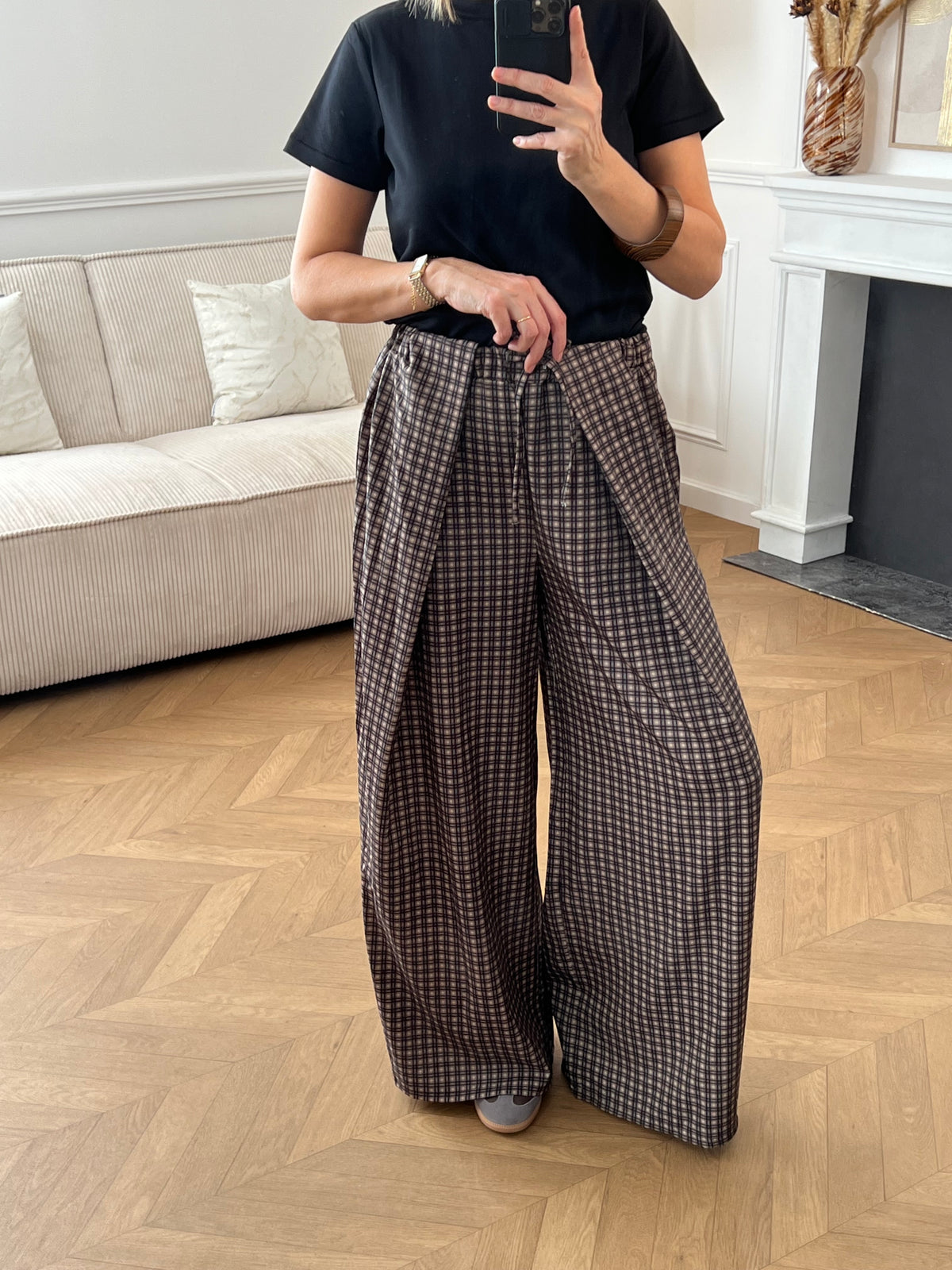 Pantalon Tall noir et camel à carreaux : Edme