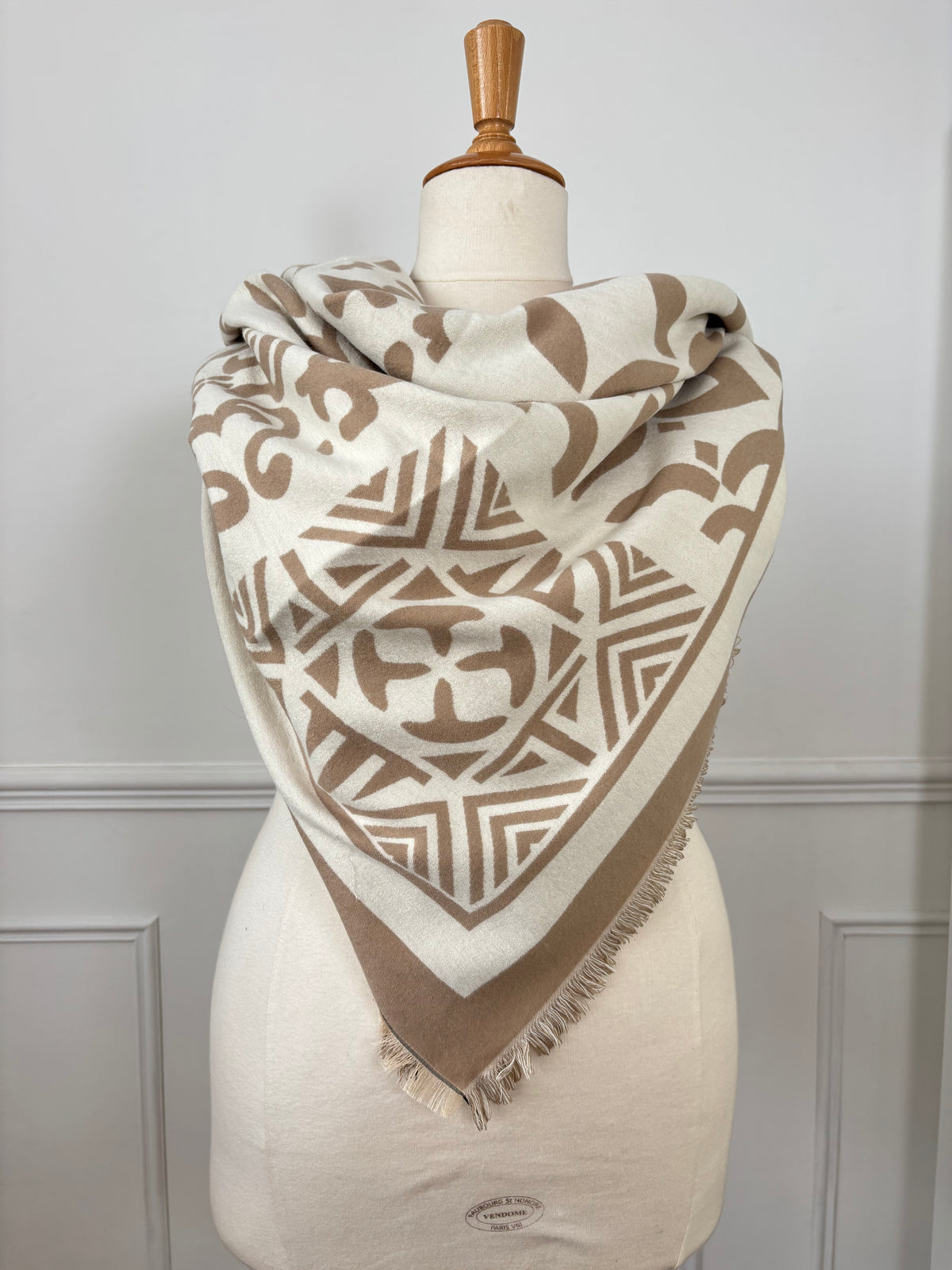Écharpe bandana taupe et beige : Carly