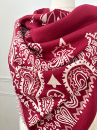 Écharpe bandana bordeaux et écrue : Ilda