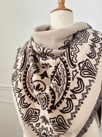 Écharpe bandana marron et beige : Ilda