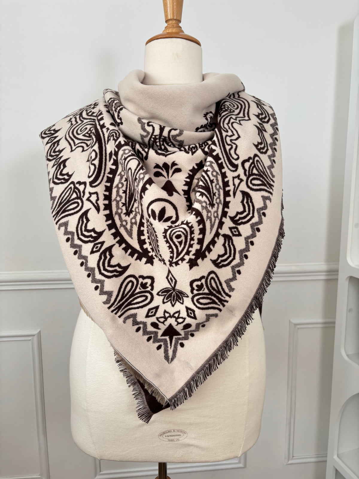 Écharpe bandana marron et beige : Ilda