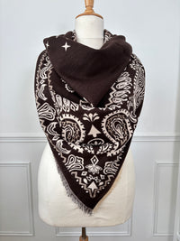 Écharpe bandana marron et beige : Ilda