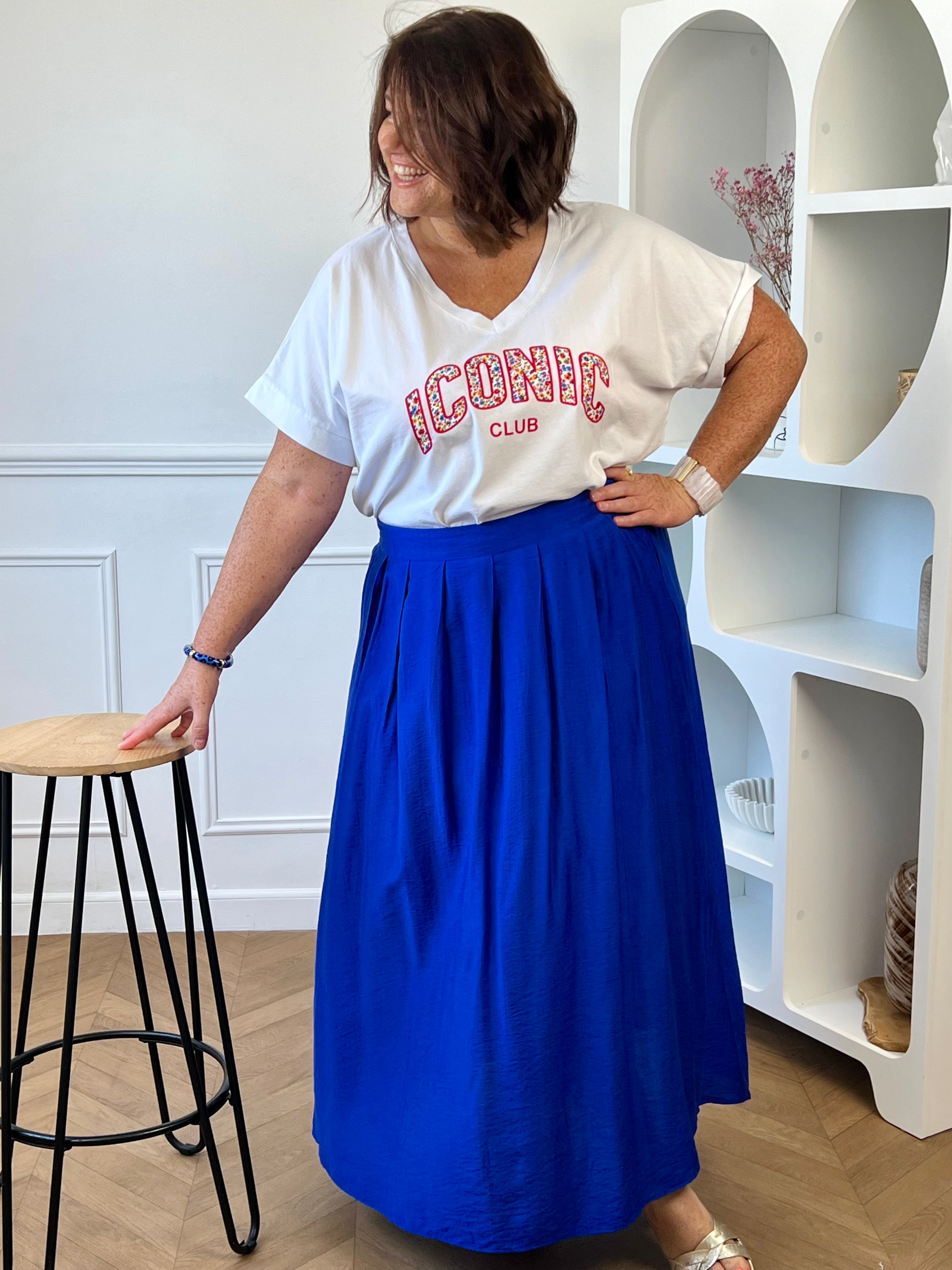 Jupe longue bleu roi grande taille : Maona