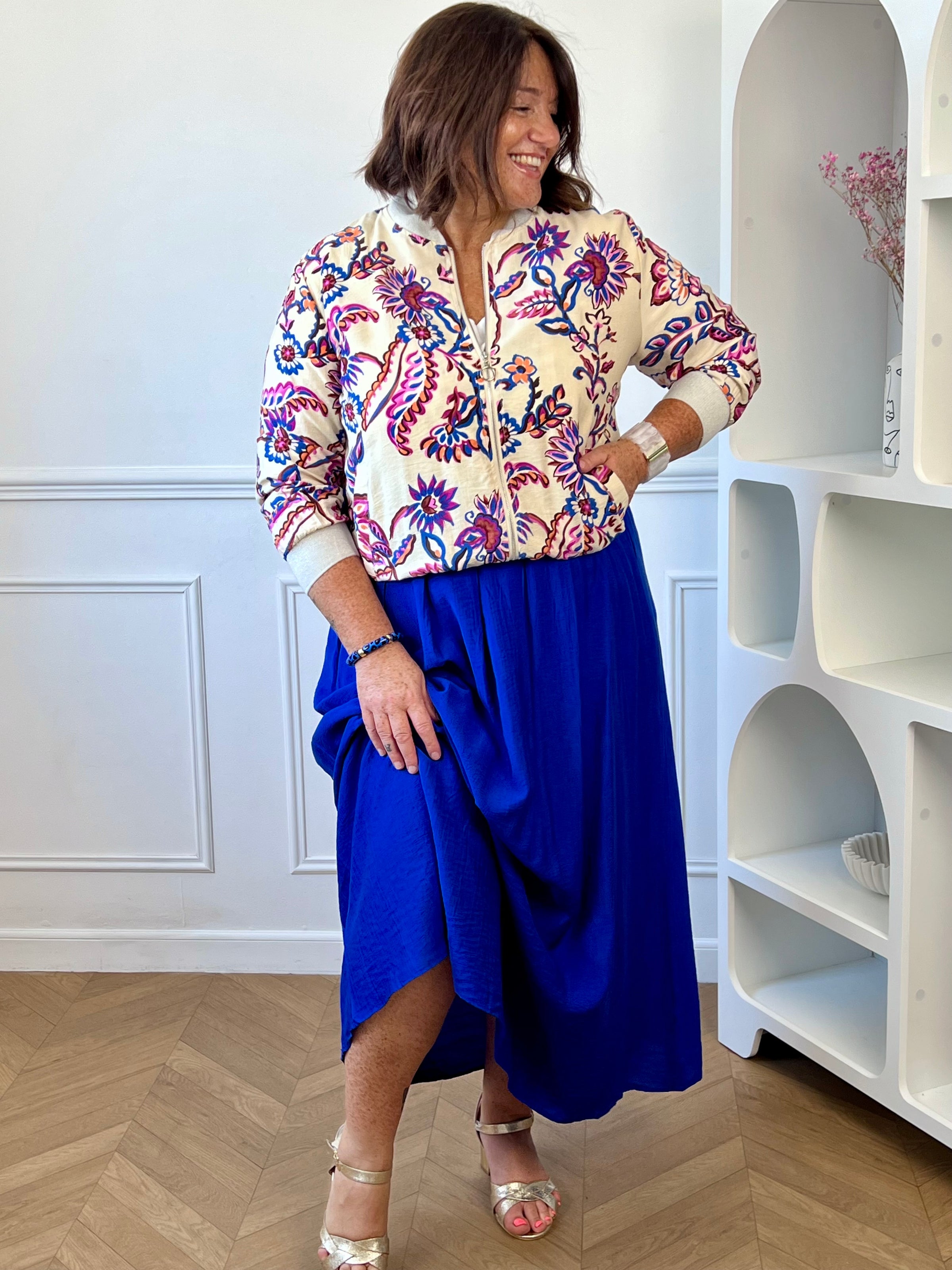 Jupe longue bleu roi grande taille : Maona
