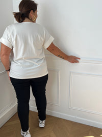 Détail taille haute élastique du legging noir grande taille Yannaelle – Made in P.R.C | Loïcia