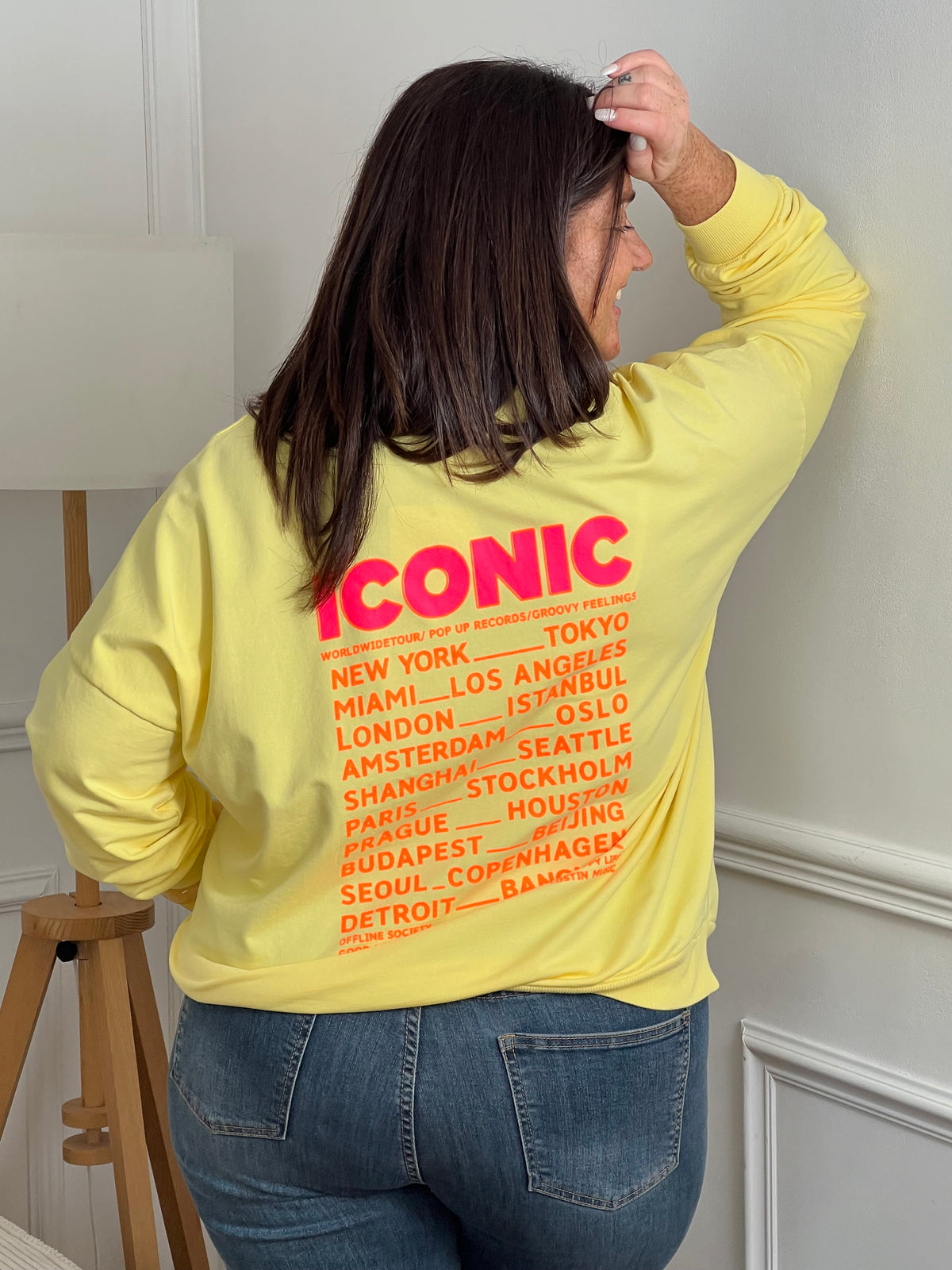 Découvrez notre sweat jaune en coton, l'allié parfait pour affirmer votre style avec assurance. Coupe généreuse spécialement pensée pour les grandes tailles, ce sweat allie confort et originalité. Son col rond et ses manches longues offrent une chaleur douce, tandis que les inscriptions rose et orange fluo sur le devant et le dos créent un contraste vibrant et dynamique. Confectionné en 100% coton.