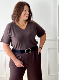 Pull léger marron grande taille femme – Bonnie | Loïcia