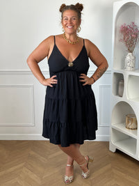 Robe grande taille femme noire viscose élastique dos taille unique 44/50 – Loïcia
