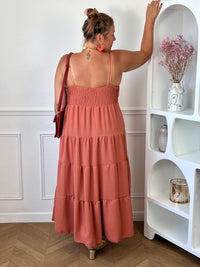 Robe longue terracotta grande taille : Loetitia
