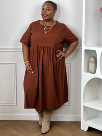 Robe ample terracotta grande taille : Sandra