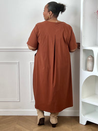Robe ample terracotta grande taille : Sandra