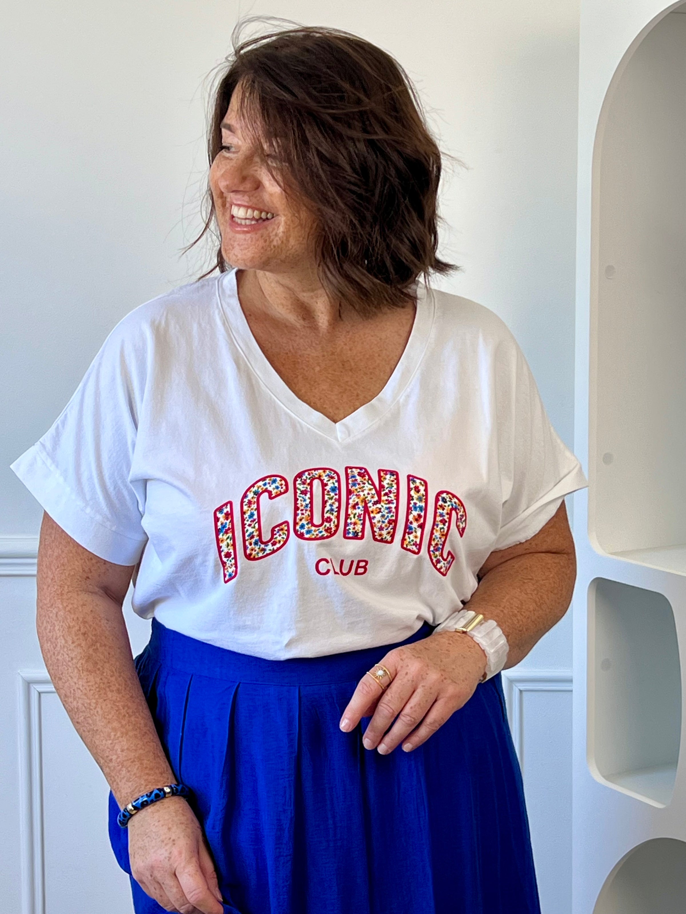 Tee-shirt blanc en coton grande taille : Iloni