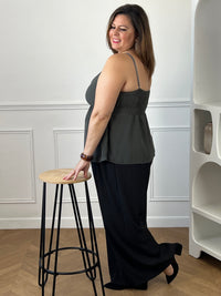 Top kaki curve vue de dos bretelles réglables élastique – Loïcia
