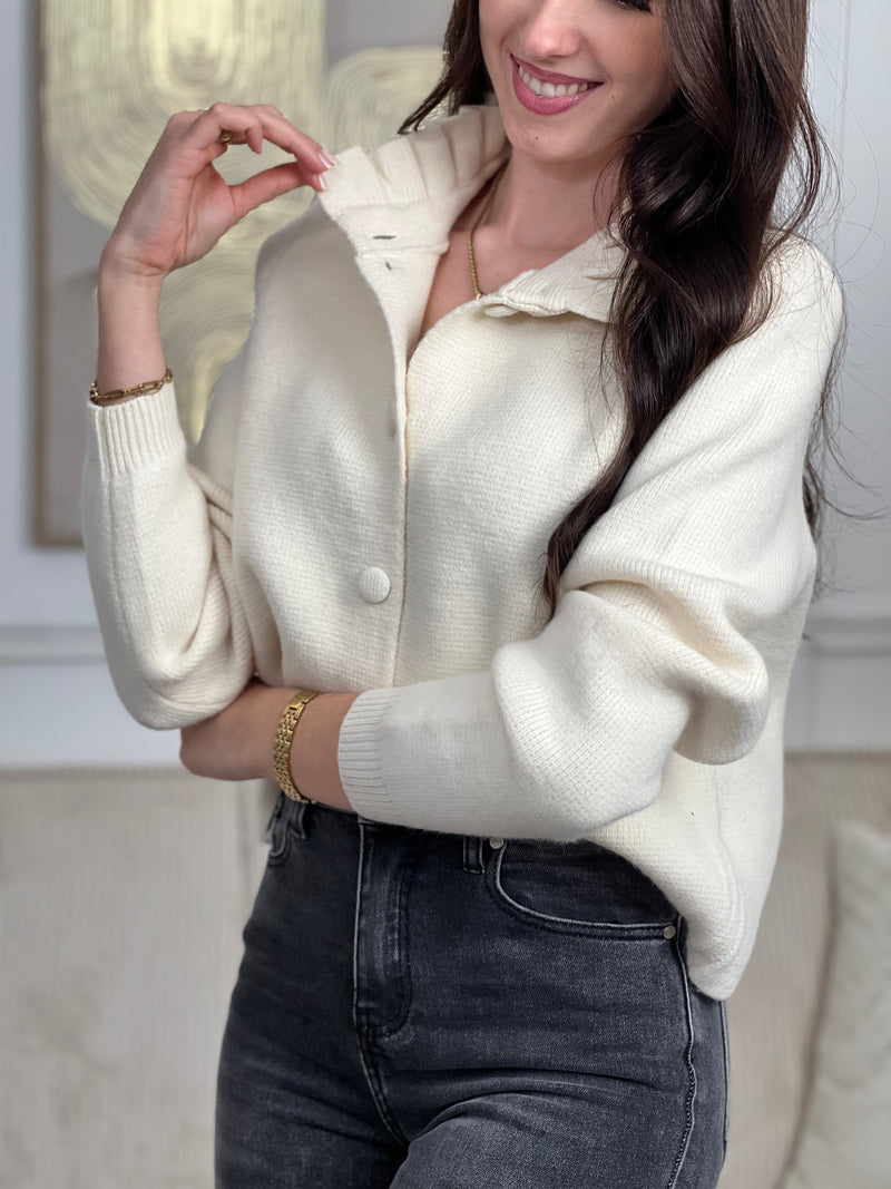 Découvrez le Gilet Lilou, une pièce incontournable pour votre garde-robe. Confectionné en beige, ce gilet arbore des manches longues avec poignets légèrement resserrés pour un ajustement flatteur.