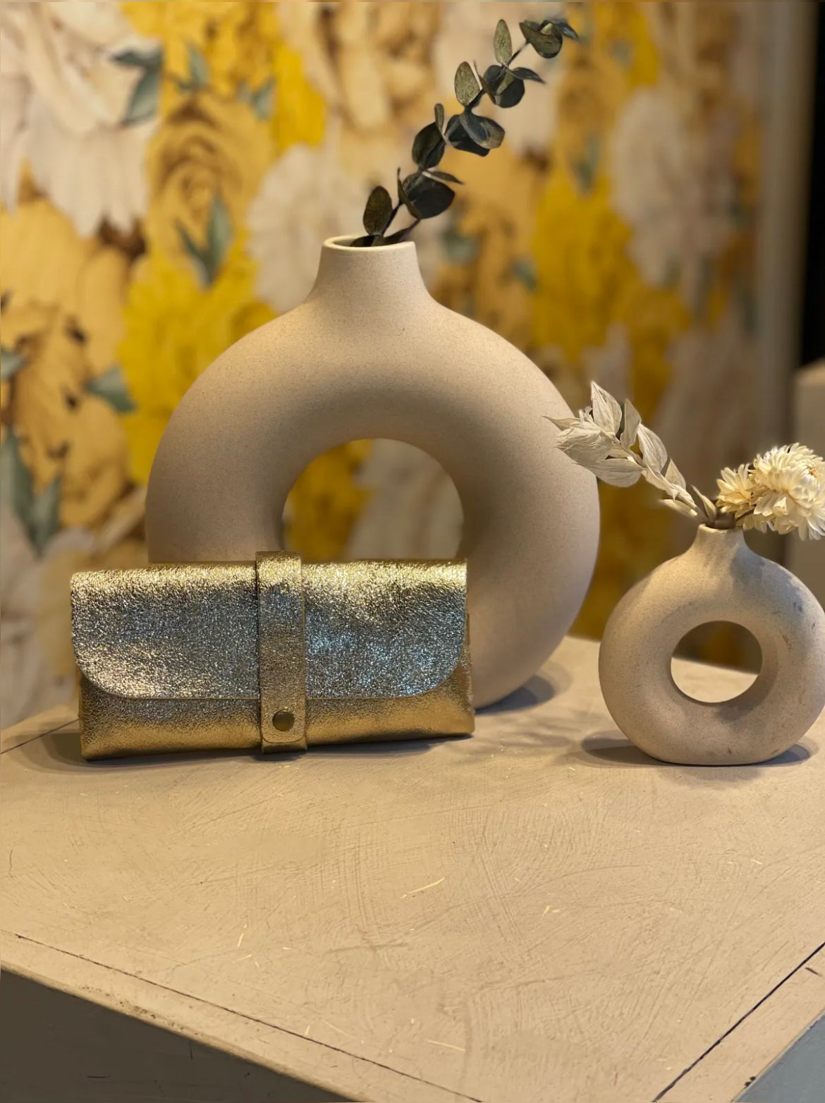 Étui lunettes doré en cuir : Paloma