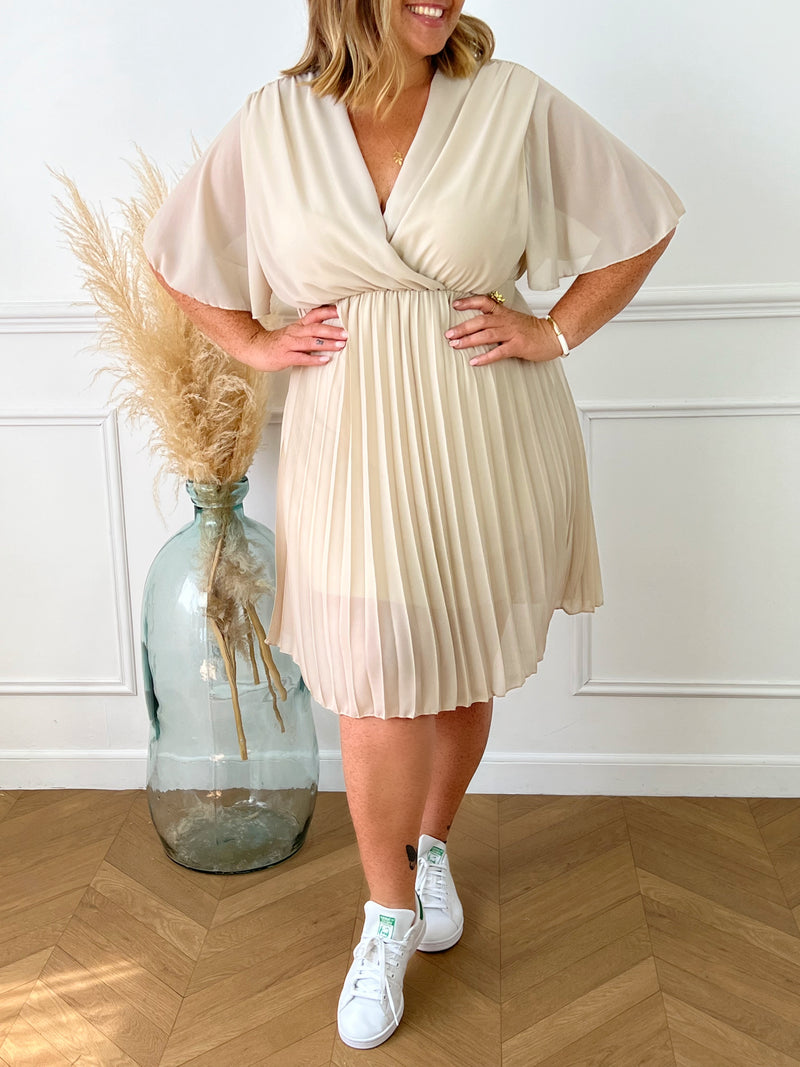 Robe courte fluide beige : Ophelie Curve