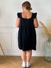 Robe courte noire en gaze de coton : Amia