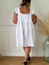 Robe courte blanche doublée en gaze de coton : Amia