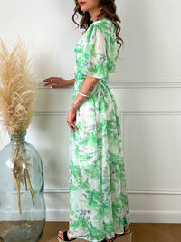 Robe longue verte et blanche : Sumeya - Loïcia