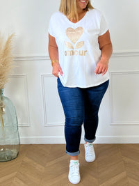 Tee-shirt inscription dorée : Anae