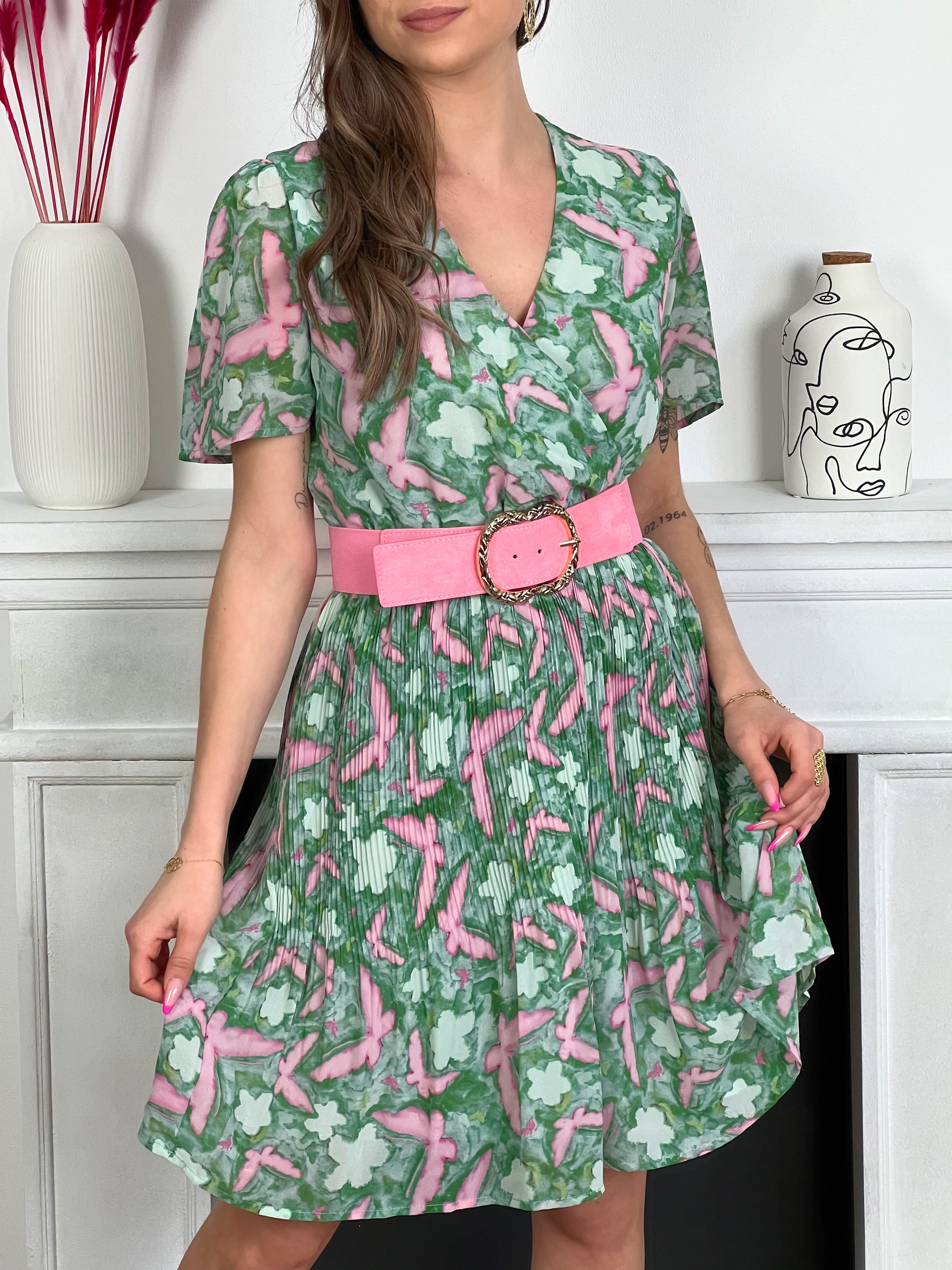 Robe rose discount et verte