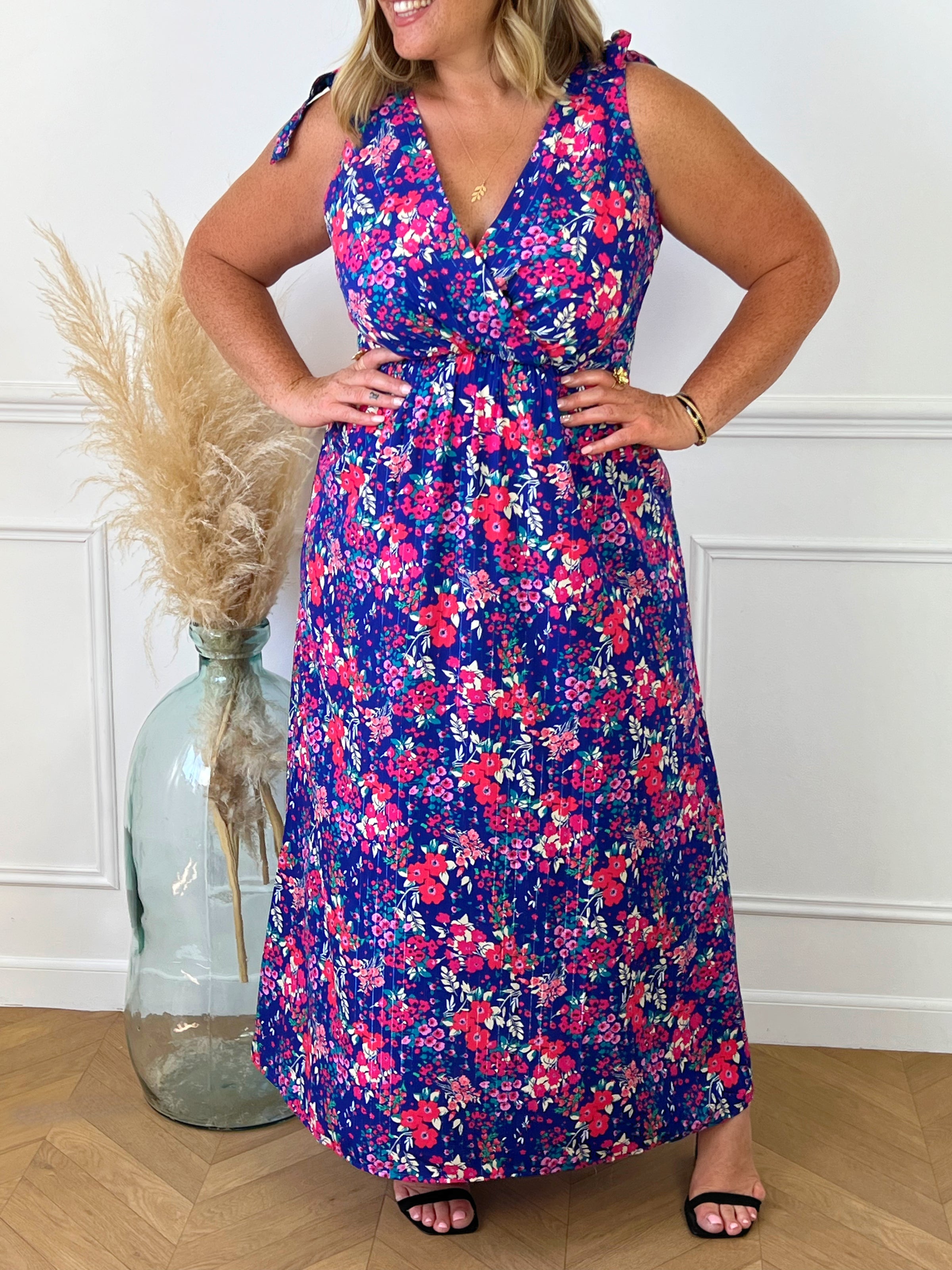 Robe longue colorée bleu Curve : Maina - Loïcia