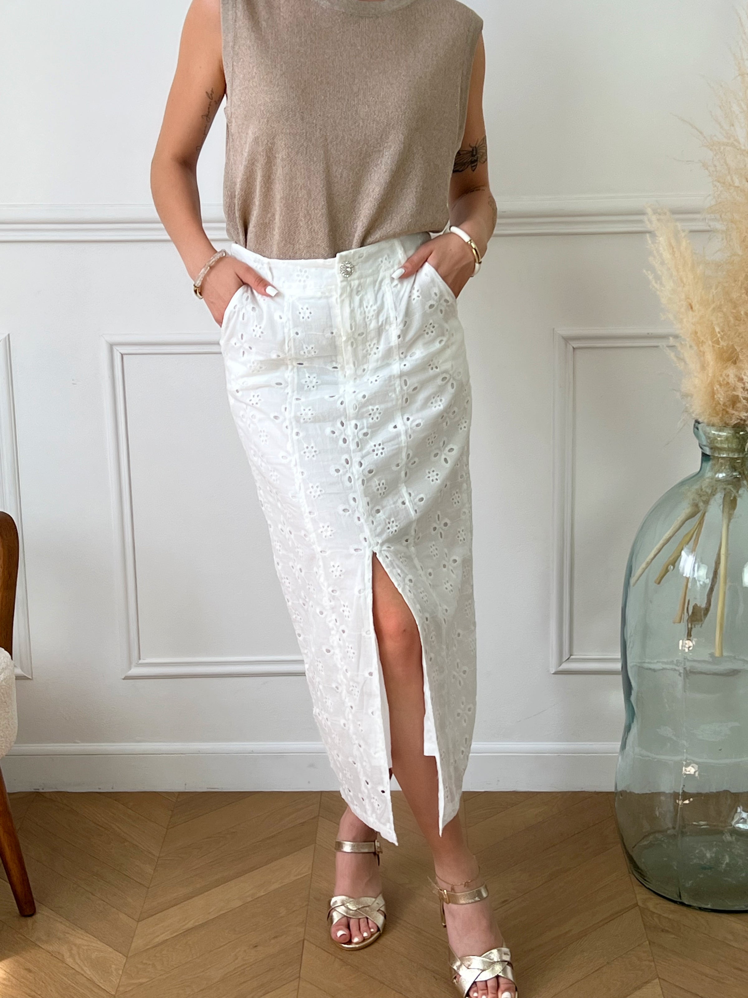 Jupe discount blanche transparente