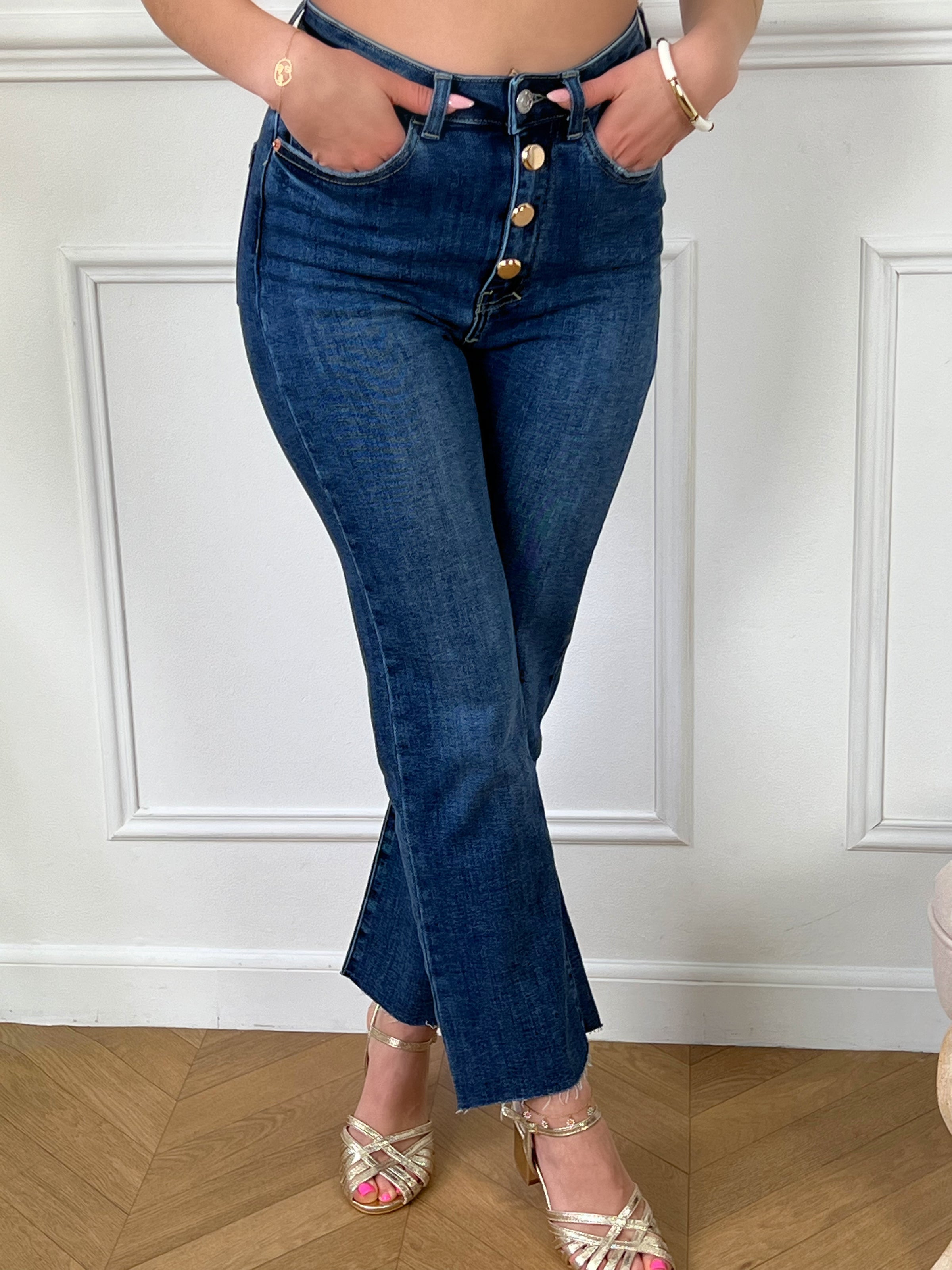 Jean taille haute bleu femme Loicia