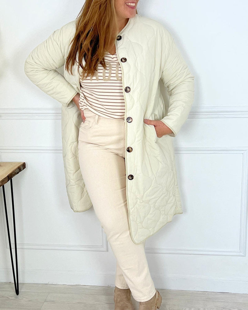 MANTEAU LONG BEIGE FEMME Manteau long Manches longues 2 poches Couleur : beige Composition : 100% Polyester