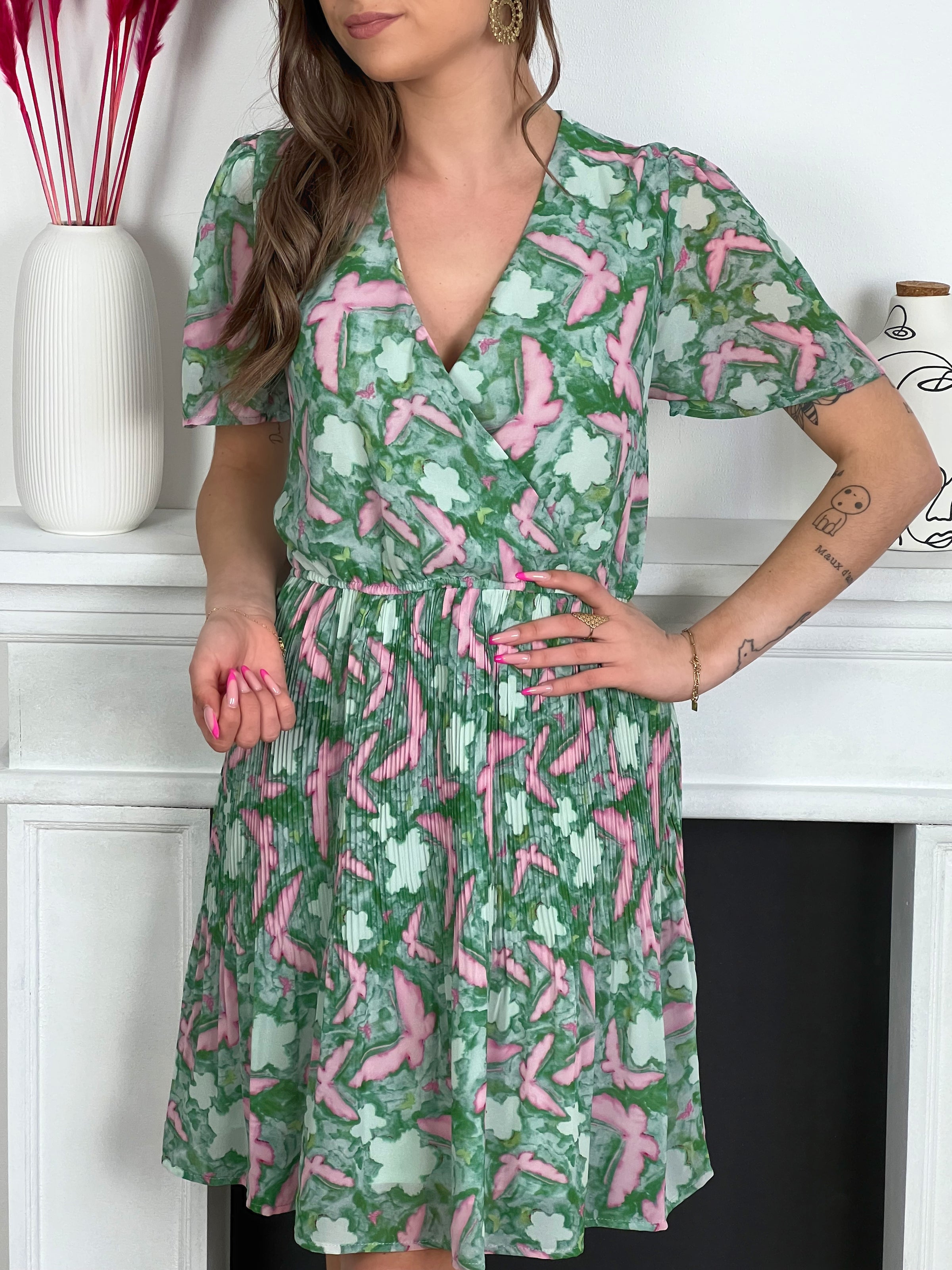 Robe rose discount et verte