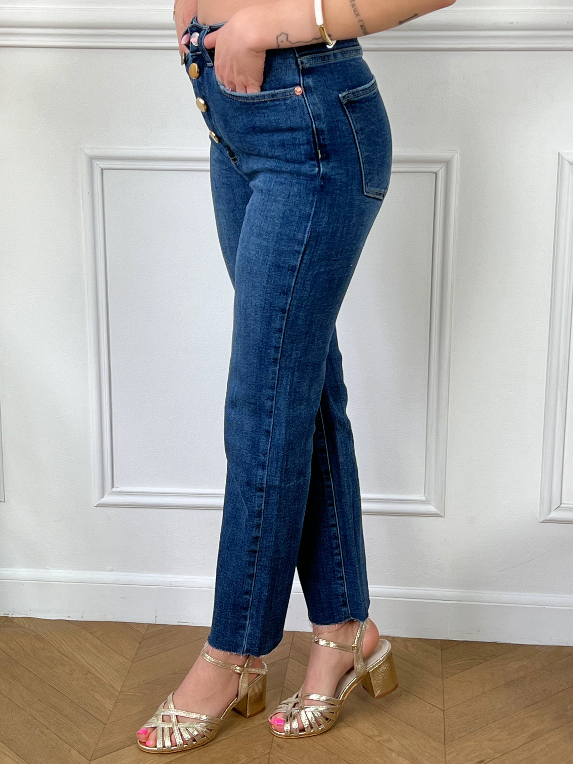 Jean taille haute 3 boutons hotsell
