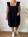 Robe courte noire en gaze de coton : Amia
