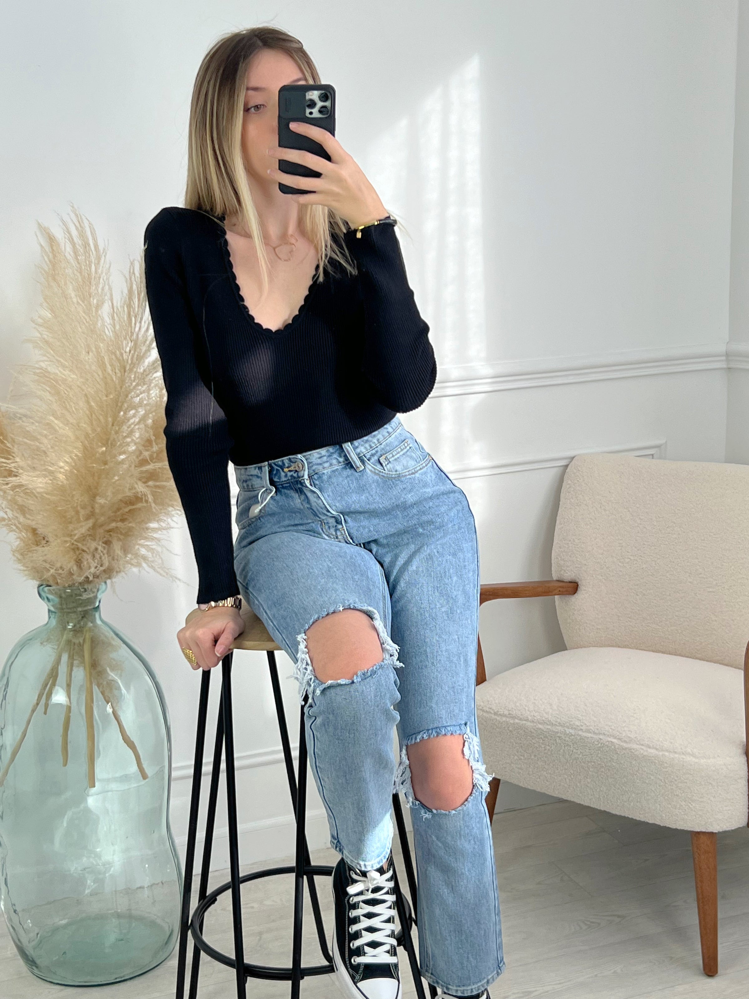 Pantalon clearance femme dechiré