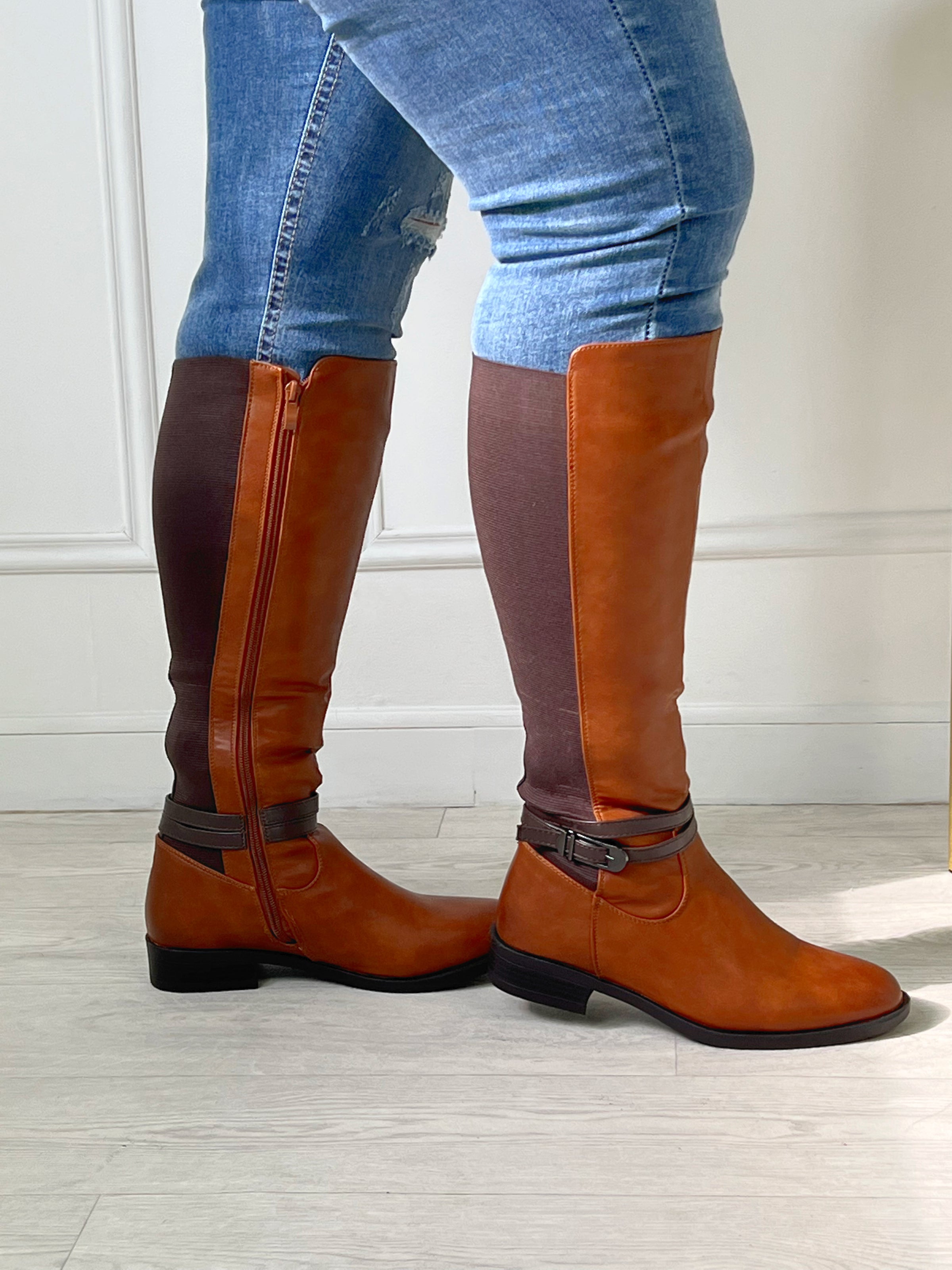 Bottes hautes camel femme Loicia