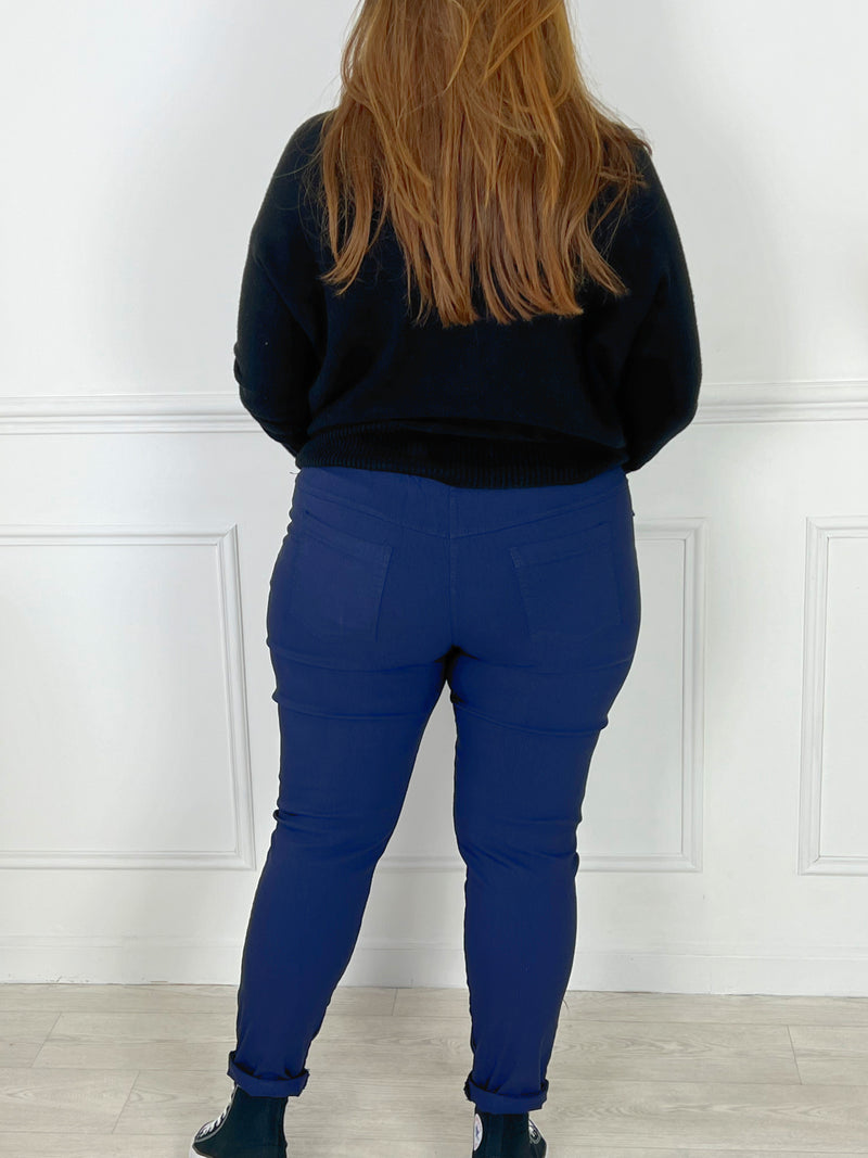 Pantalon slim bleu marine femme grande taille