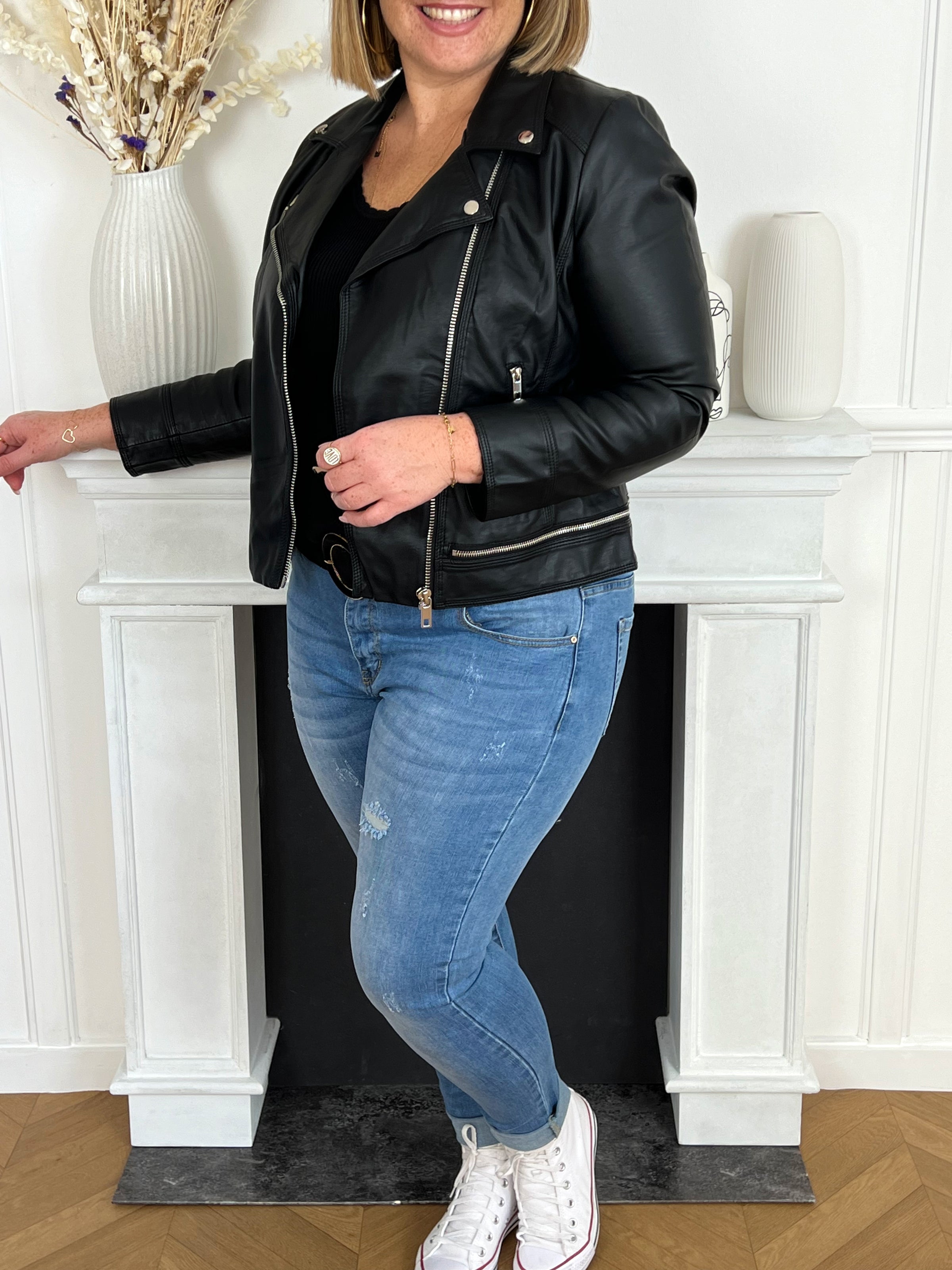 Veste perfecto noir femme grande taille Loicia