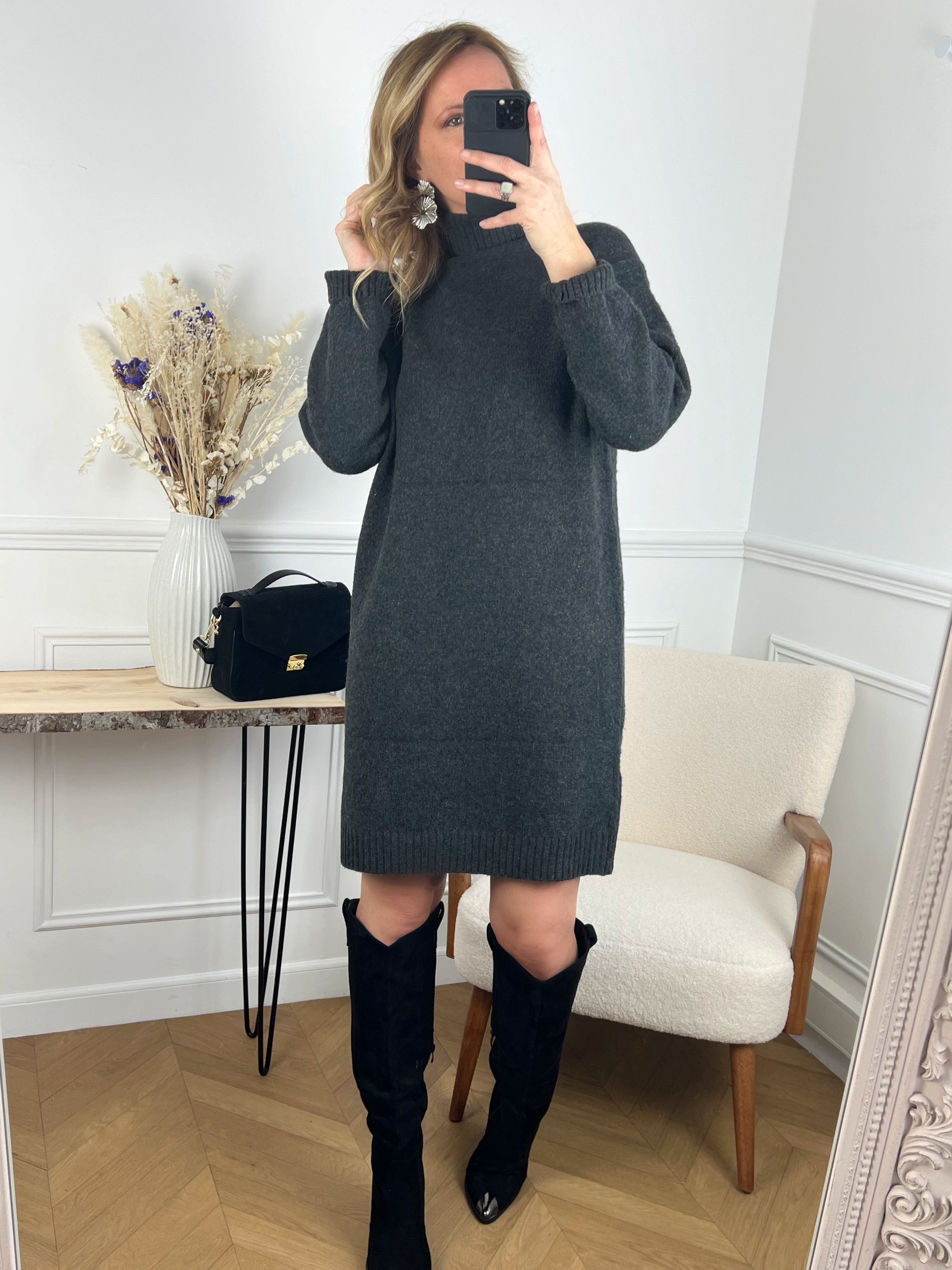 Robe pull femme grise Loicia