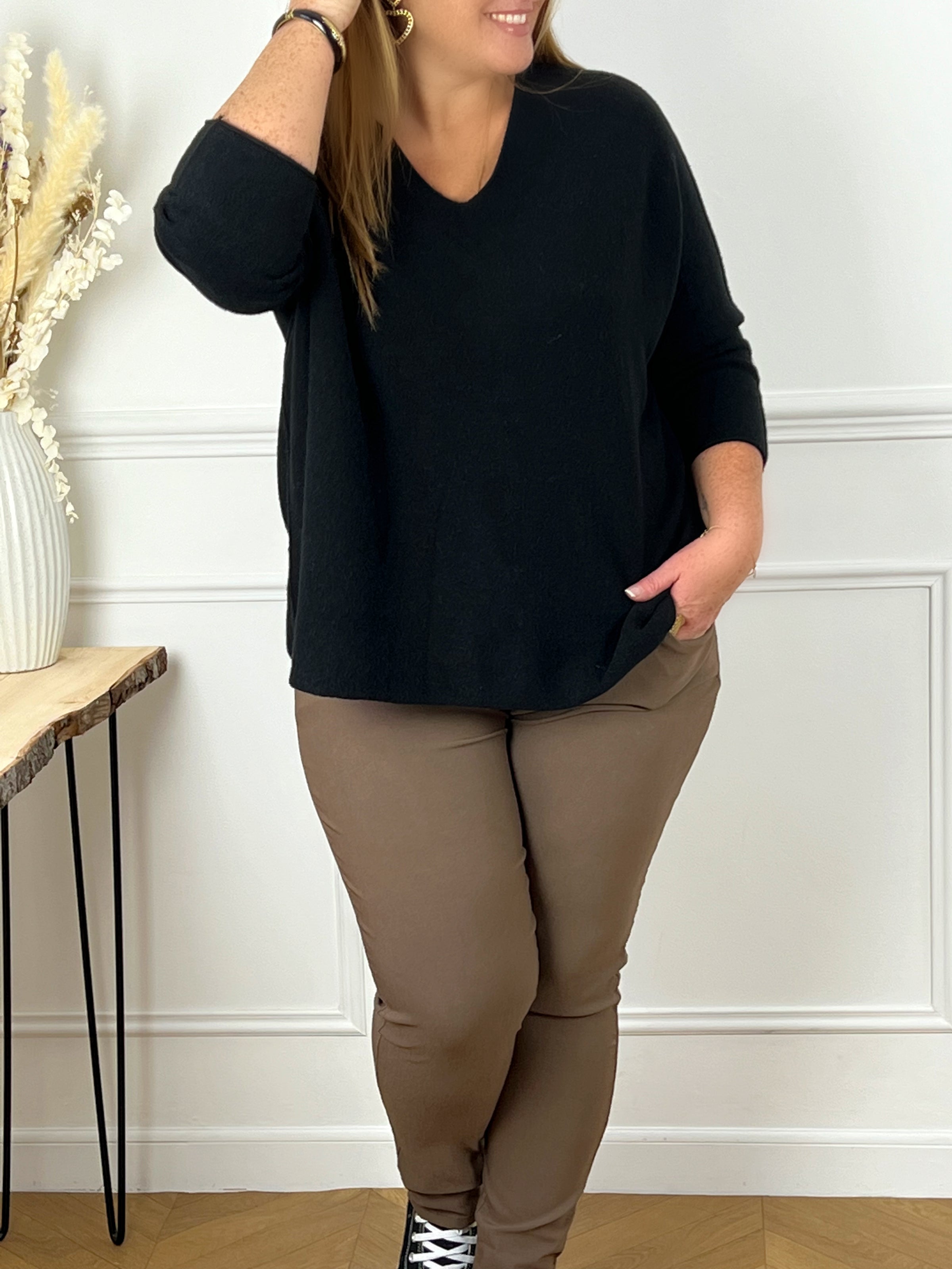Pull noir ample grande taille femme Loicia