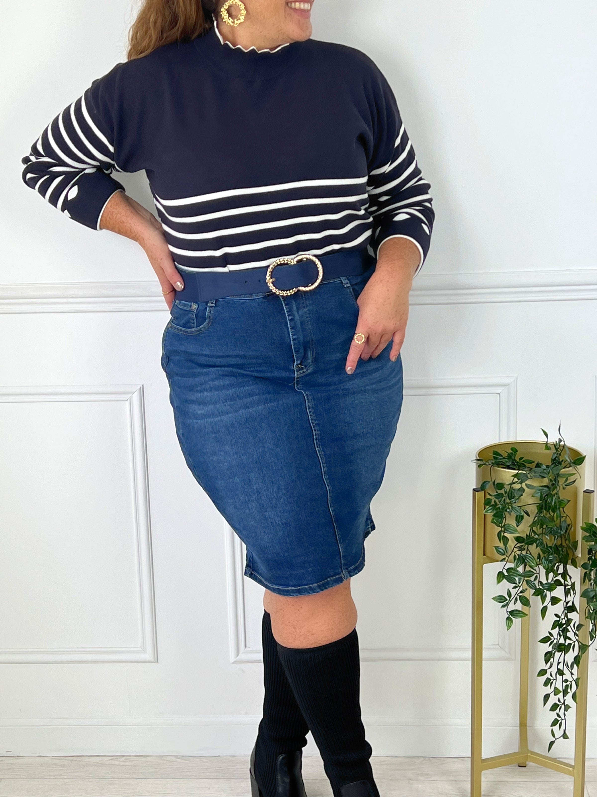 Jupe en jean sales mi longue grande taille