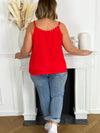 Top avec broderie rouge curve : Alexina