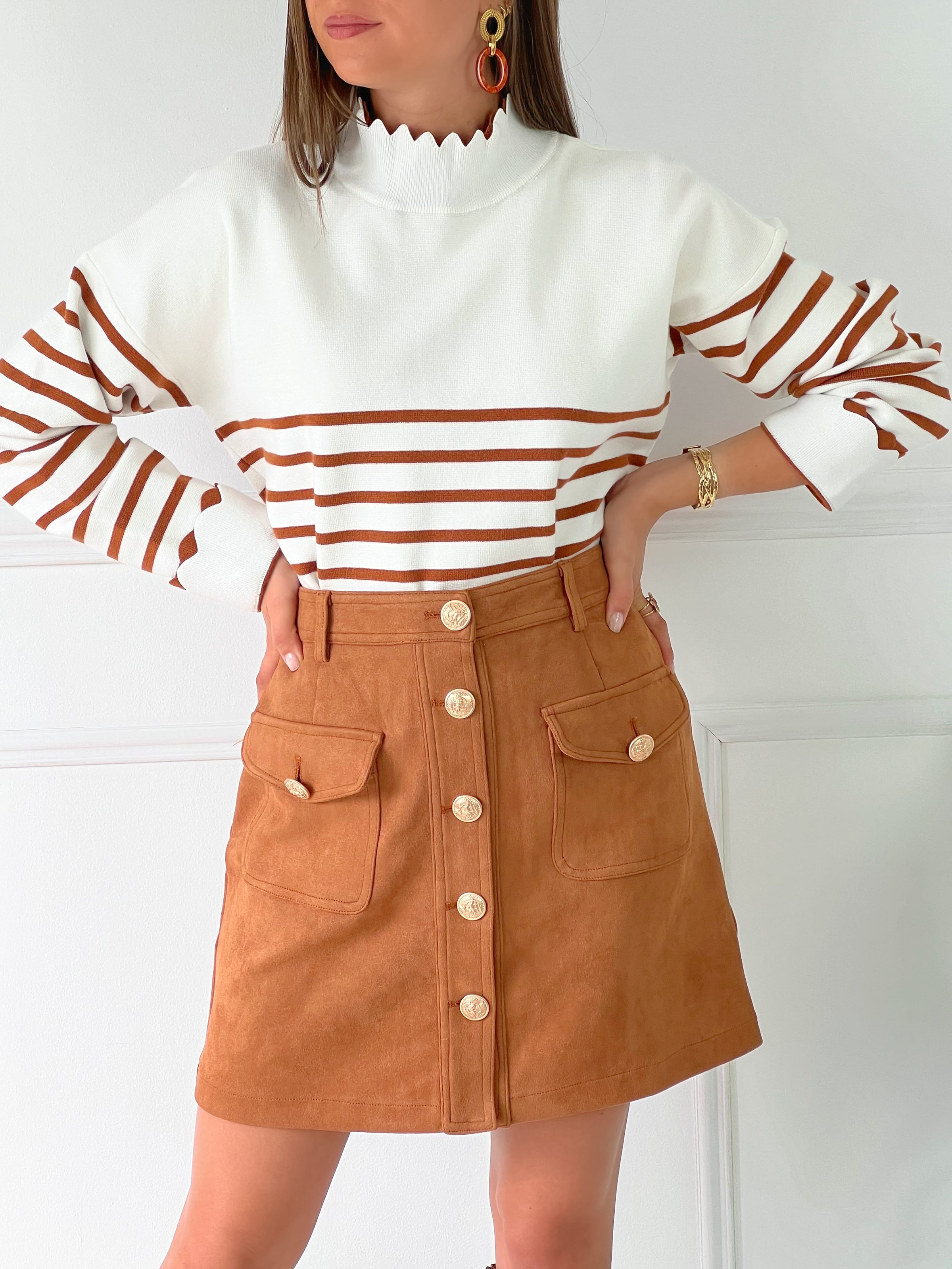 Jupe en velours marron Loicia