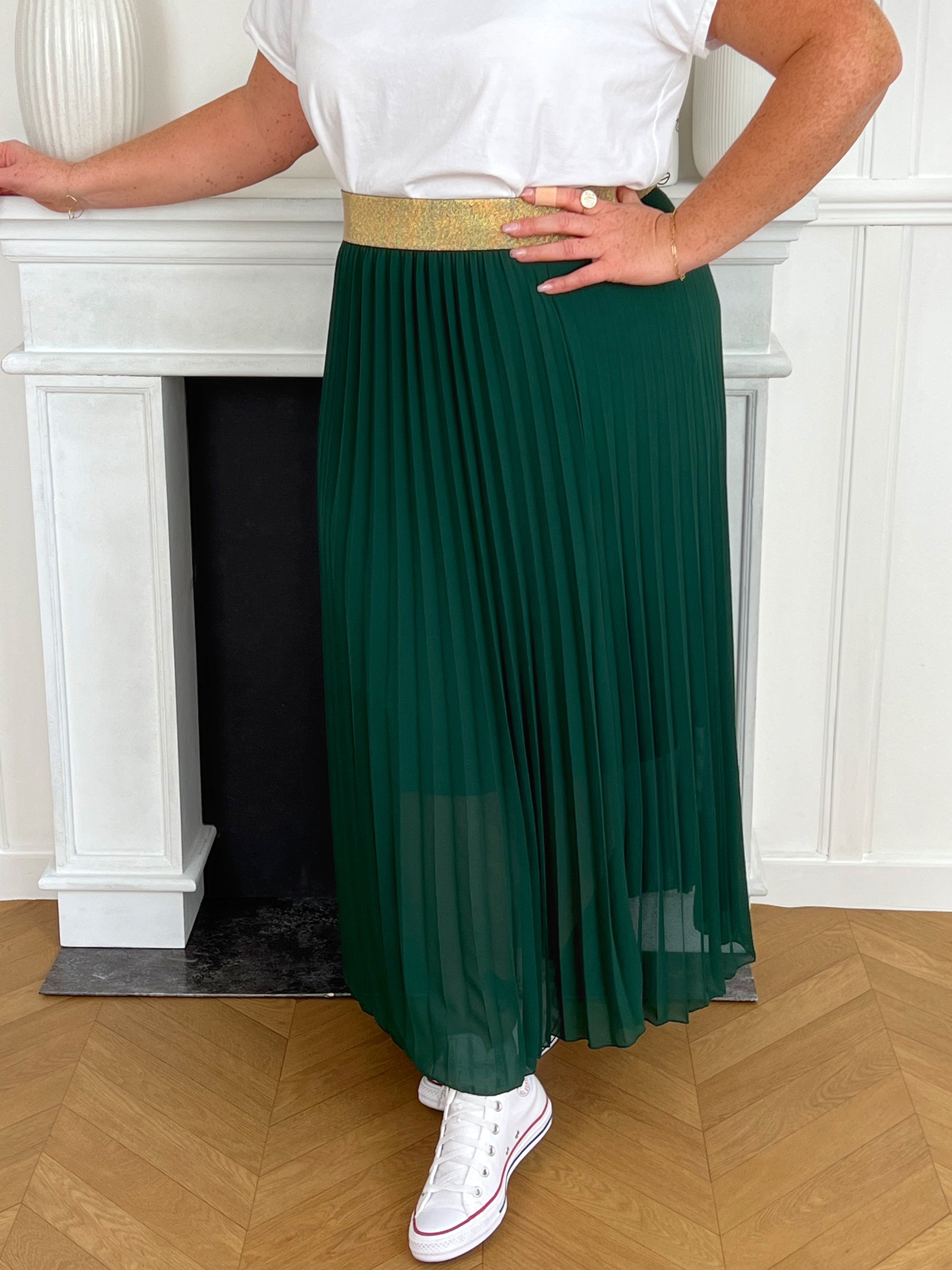 Jupe plissee vert sapin grande taille femme Loicia