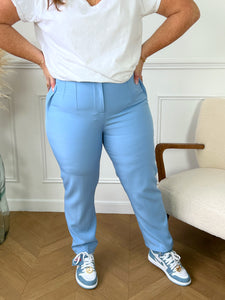 Pantalon tailleur bleu grande taille : Cecile