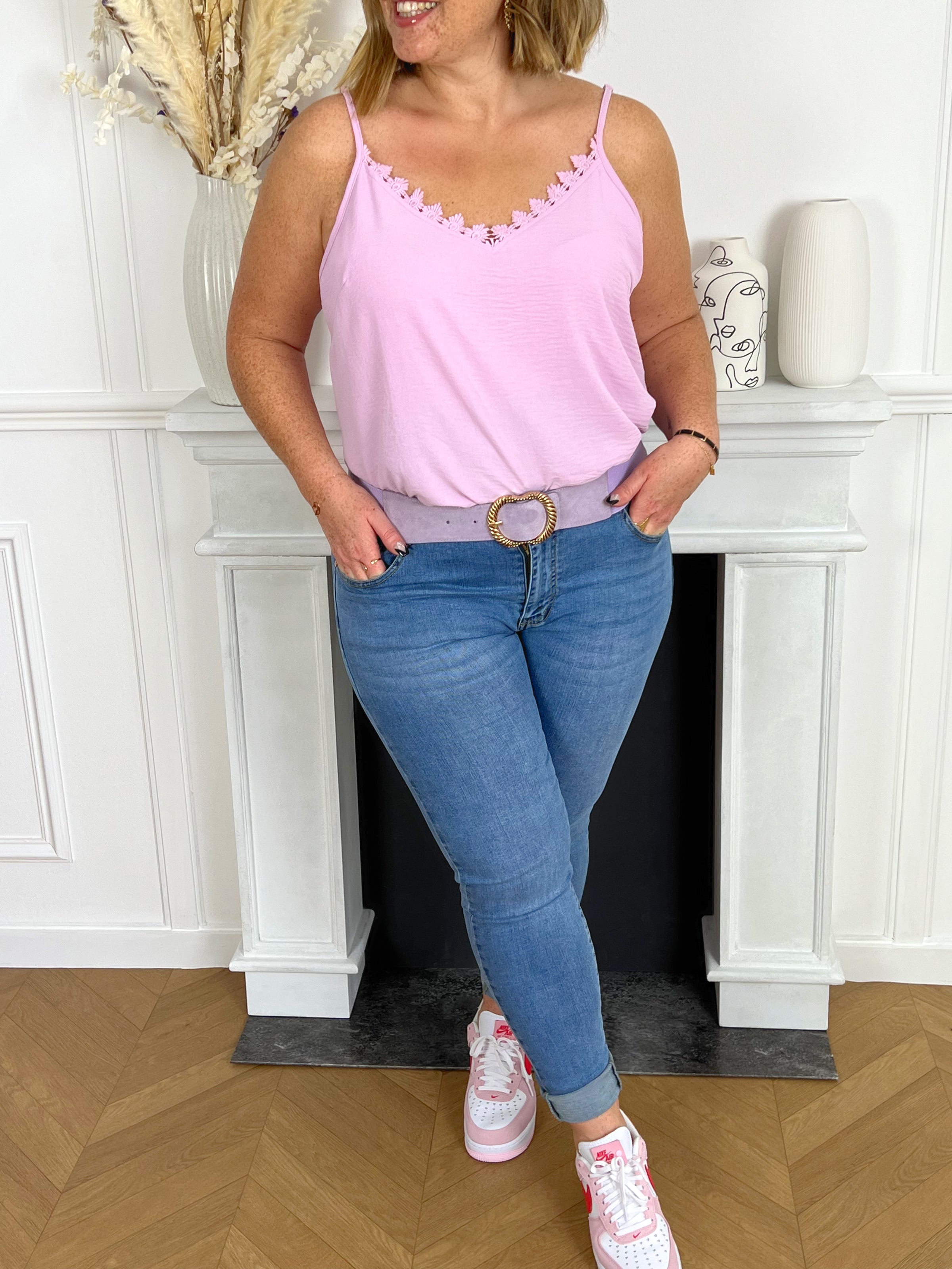 Jean bleu strass grande taille Alie