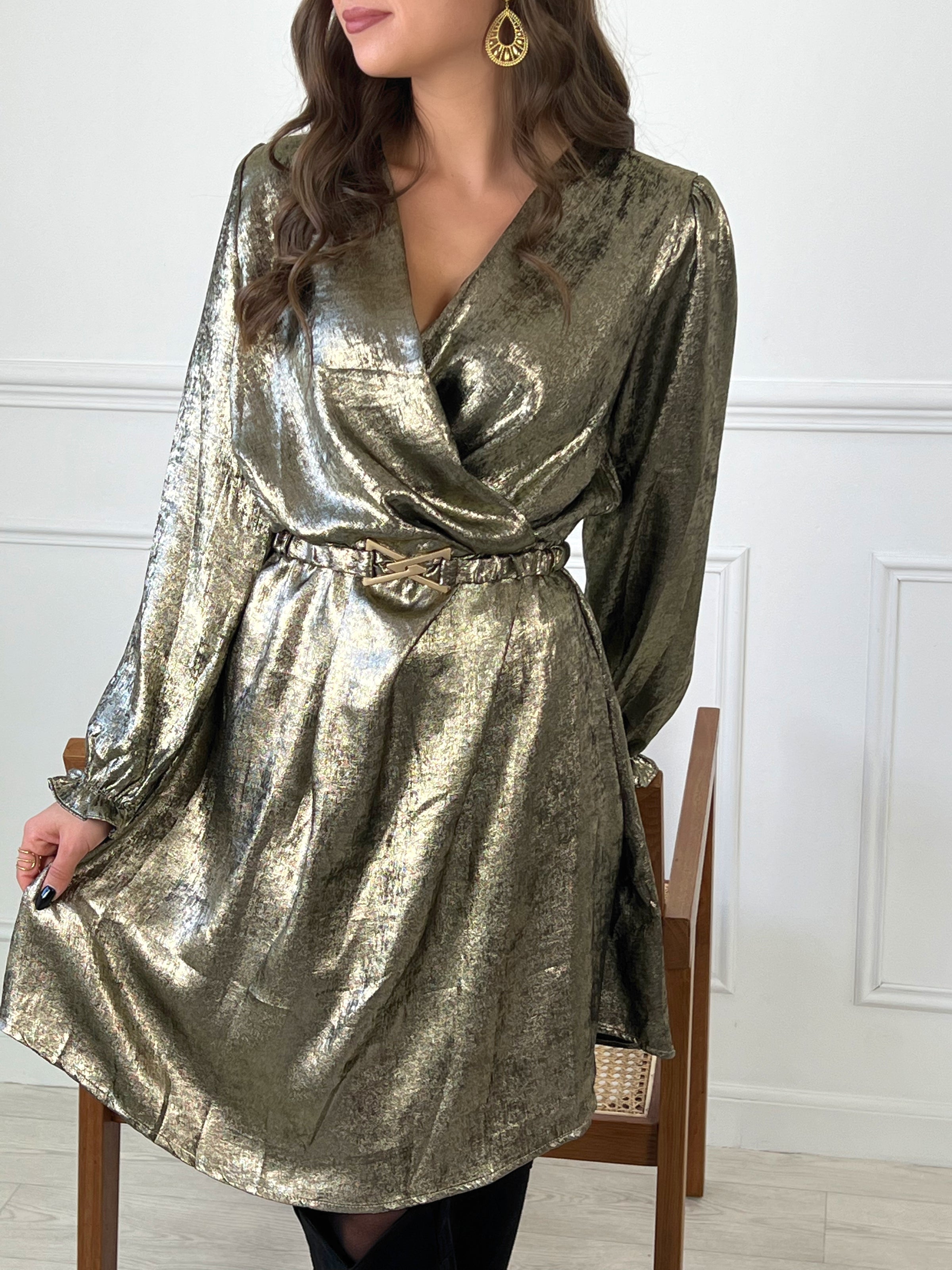 Robe dorée manche longue hotsell