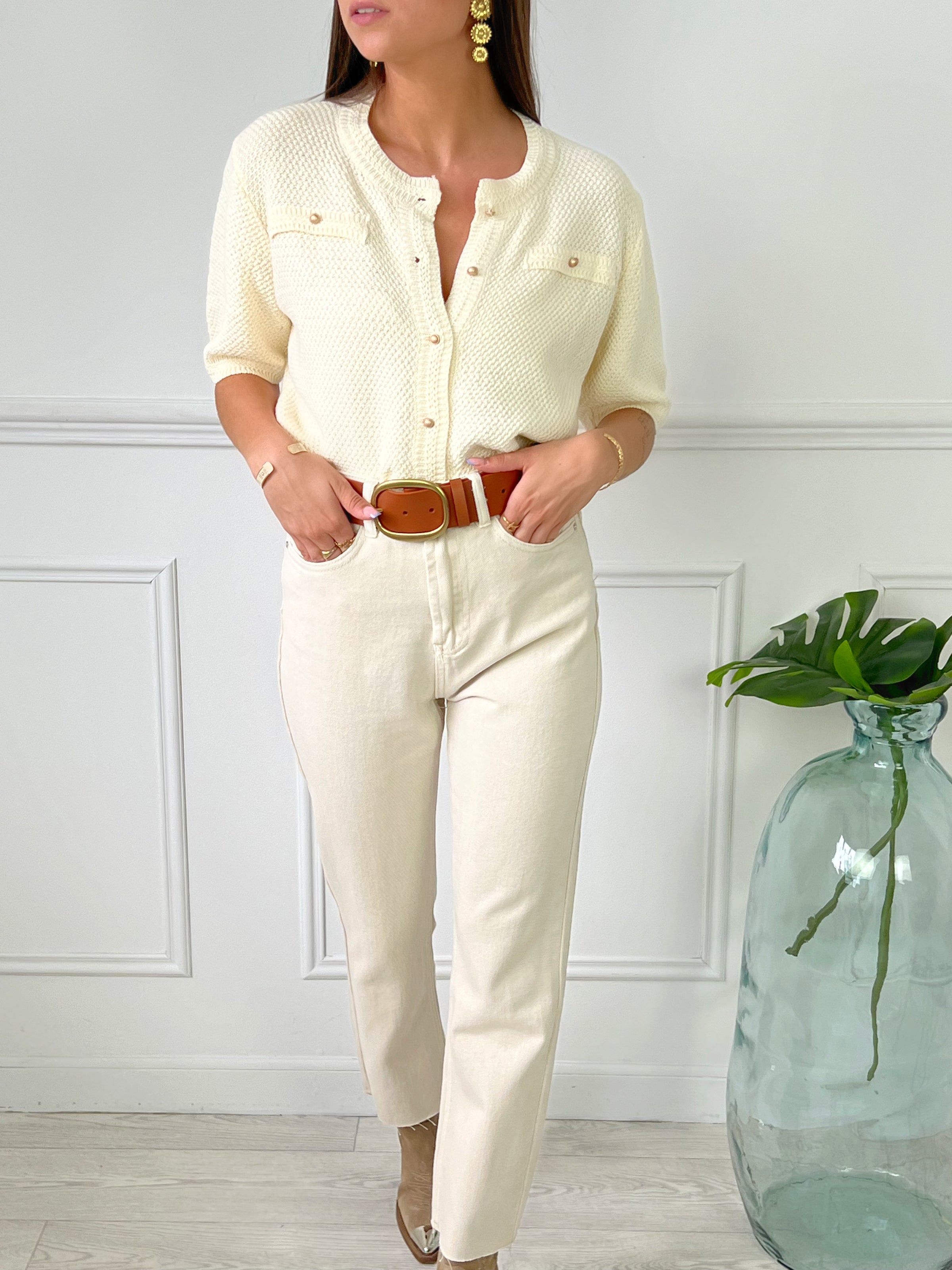 Jean sales beige femme